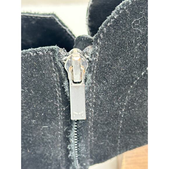 Marc Fisher Black Suede & Leather Ankle Boots 3" Block Heel Winter Stylish 10 - Picture 6 of 9
